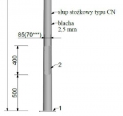 Słup stalowy oświetleniowy stożkowy 2,5mm 3-6m