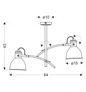 Lampa sufitowa biało-czarna regulowana 2x60W