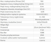 Panel słoneczny monokrystaliczny 190W BF Bifacjal 1485x668x30mm