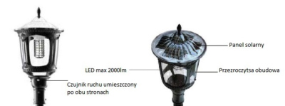 Latarnia solarna uliczna Scutum 20W LED / 2000lm (bez słupa i fundamentu)