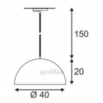 Forchini M Wisząca 40cm, Okrągła Czarna/ Gold E27 Czarny 1-f Adapter